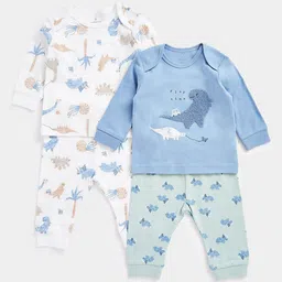 mothercare Boys Pack Of 2 Printed Round Neck Pure Cotton Sweatshirt With Joggers-image-57