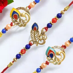 MEIRA JEWELLERY 5 Pcs Mauli Thread Rakhi with Roli Chawal & Greeting Card-image-51