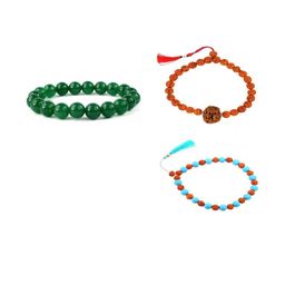 Divine souvenirs Unisex Set Of 3 Artificial Beaded Elasticated Bracelets-16