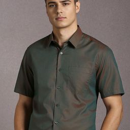 Louis Philippe Men Textured Spread Collar Pure Cotton Formal Shirt-image-19