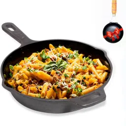 Super Smooth Cast Iron Fry Pan/Skillet with Free Iron Tadka Pan - 10 inch Fry Pan 25.4 cm diameter 1.7 L capacity-10