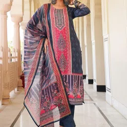 KALINI Women Ethnic Motifs Printed Regular Kurta with Trousers & With Dupatta-9