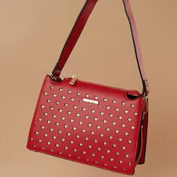 Ginger by Lifestyle PU Structured Shoulder Bag with Cut Work-image-9