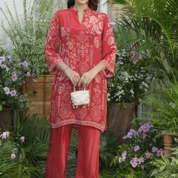 AUTUMN LANE Printed Mandarin Collar Neck Top With Trousers Co-Ords-picture-43