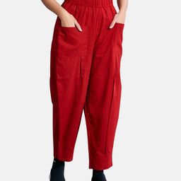 Komarri U Women Loose Fit Pleated Cotton Trousers-image-25