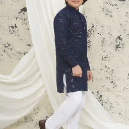 Aj DEZInES Boys Embroidered Regular Sequinned Kurta with Pyjamas image 5