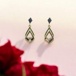 CIKIT Artificial Stones Studded Geometric Shaped Drop Earrings-image-4