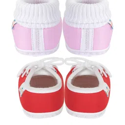 NESKA MODA 3 To 12 Months Infants Set of 2 Pair Soft Cotton Rabbit Face Lace Booties image 2