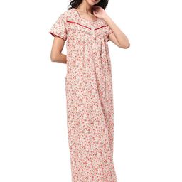 KOVIRA Women Printed Pure Cotton Maxi Nightdress-image-19