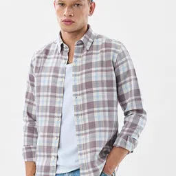 Snitch Tartan Checked Button-Down Collar Slim Fit Casual Shirt-image-87