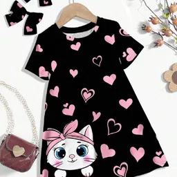 BAESD Girls Conversational Printed A-Line Dress-image-66