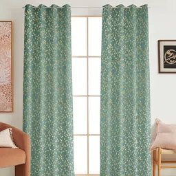 AaHo Decor Blue & Beige Set of 2 Floral Room Darkening Window Curtain-picture-5