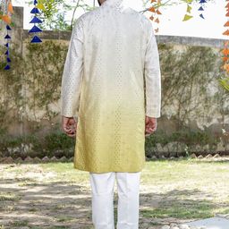 Stuffie Land Men Embroidered Regular Sequinned Dupion Silk Kurta with Pyjamas image 4