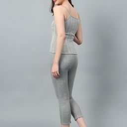 JJAAGG T Self Design Shoulder Straps Camisole With Capris image 3