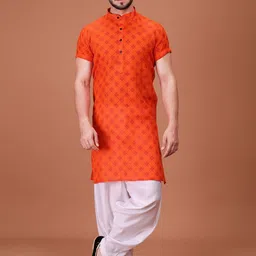 SHIWAM ETHNIX Men Geometric Printed Kurta with Salwar-picture-4