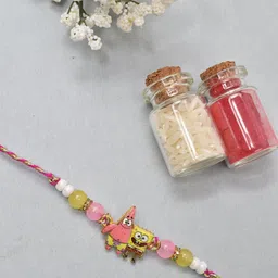 MEIRA JEWELLERY Boys Set Of 3 Stones Studded & Beaded Thread Rakhis-7