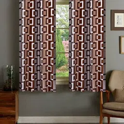 BELLA TRUE Brown & White 2 Pieces Window Curtains-image-97