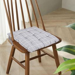 Kuber Industries Maroon & Grey 4 Pieces Checked Cotton Chair Pads-10