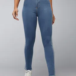 DOLCE CRUDO Women Skinny Fit High-Rise Light Fade Stretchable Jeans-picture-26
