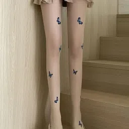 VAGHBHATT Butterfly-Printed Stretchable Sheer Stockings-image-3