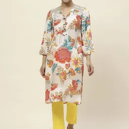 Lakshita Women Printed Flared Sleeves Sequinned Floral Kaftan Kurta-image-76
