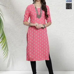HERE&NOW Selection Of 3 Printed Straight Kurtas-image-88