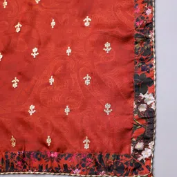 Span Women Printed Regular Kurta with Trousers & With Dupatta image 4