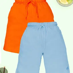 KiddoPanti Boys Pack Of 2 Cotton Mid-Rise Knee Length Shorts-image-17
