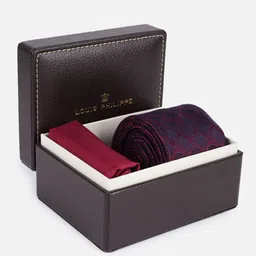 Louis Philippe Men Embroidered Tie and Pocket Square Accessory Gift Set-image-1