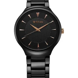 Titan Men Dial & Ceramic Bracelet Style Straps Analogue Watch 90014KC05-18