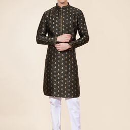 OUTLUK Men Ethnic Motifs Regular Kurta with Pyjamas-image-93