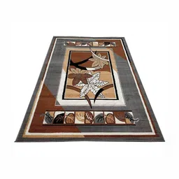 Samjeeda Handloom carpets Grey & Brown Floral Printed Anti-Skid Carpet-13