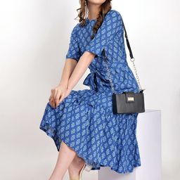 Jivitha Women Floral Printed Cotton A-Line Midi Dress-image-36