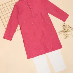 indus route by Pantaloons Boys Ethnic Motifs Embroidered Regular Mirror Work Kurta with Pyjamas-12