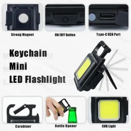 kudzu Multifunction Keychain Led Light with Bottle Opener,Rechargeable Mini Flaslight LED Front Light image 3