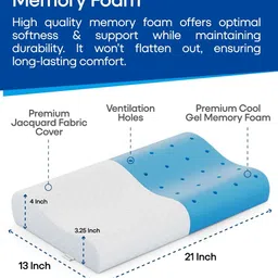HOSPIKART White Set of 2 Memory Foam Filled Polyester Breathable Sleep Pillow image 2