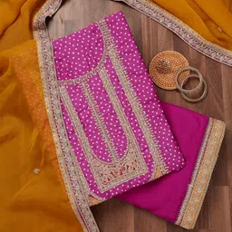 Koskii Ethnic Motifs Printed Sequinned Unstitched Dress Material-picture-18