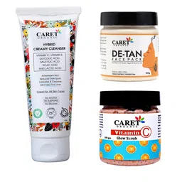CARET ORGANIC Hybrid Creamy Cleanser, De-Tan Face Pack & Vitamin C Glow Scrub-7
