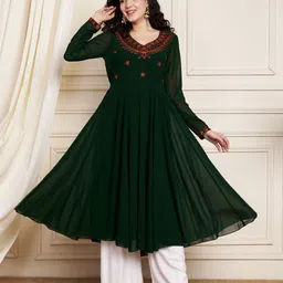 Poshak Hub Women Ethnic Motifs Embroidered Georgette Anarkali Kurta-37