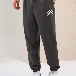 Styli Men Oversized Fit Cotton Terry Minimal Print Jogger-image-13