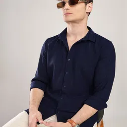 NEVER NEUD Men Textured Regular Slim Fit Casual Shirt-image-85