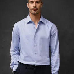 RARE RABBIT Men Comfort Spread Collar Solid Cotton Formal Shirt-image-97