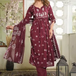 KALINI Women Ethnic Motifs Printed Regular Pure Cotton Kurta with Trousers & With Dupatta-image-53