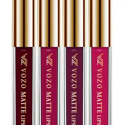 VOZO Set Of 4 Stay-All-Day Matte Liquid Lipstick - 4 ml Each - 103-106-201-204-20