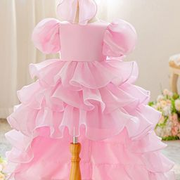 StyleCast x Revolte Girls Puff Sleeve Layered Georgette Formal Fit & Flare Midi Dress-image-44