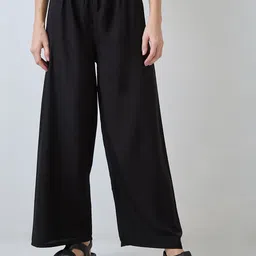 SZN Women Solid Wide-Leg Trousers-image-88