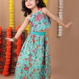 Here&Now X Kinder Kids Girls Printed Ready to Wear Lehenga &-52