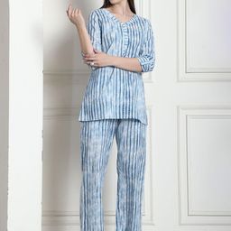 KALINI Tie-Die Printed Pure Cotton Top With Trousers Co-ords-image-41
