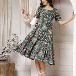 Indibelle Floral Print A-Line Midi Dress-picture-27