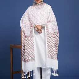 Taavi Woven Printed Dupatta With Pom Pom Edgings-picture-31